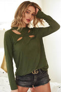 BiBi Butterfly Looking Cutout Rib Knit Top - Hovatok