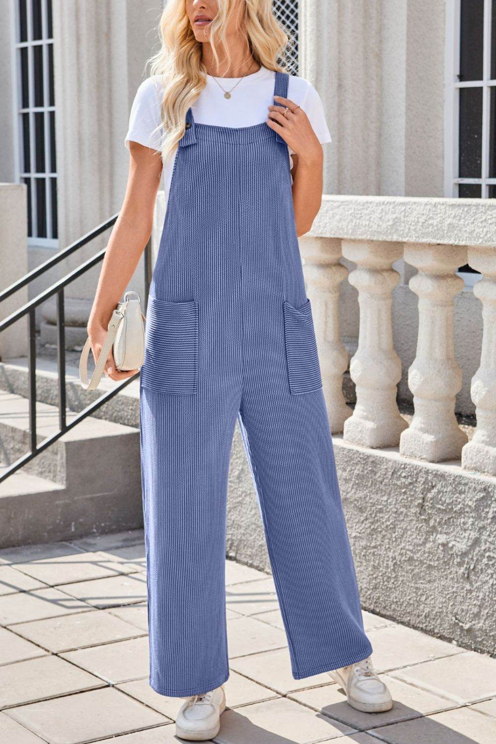 Lovelet Square Neck Wide Strap Overalls with Pockets - Hovatok