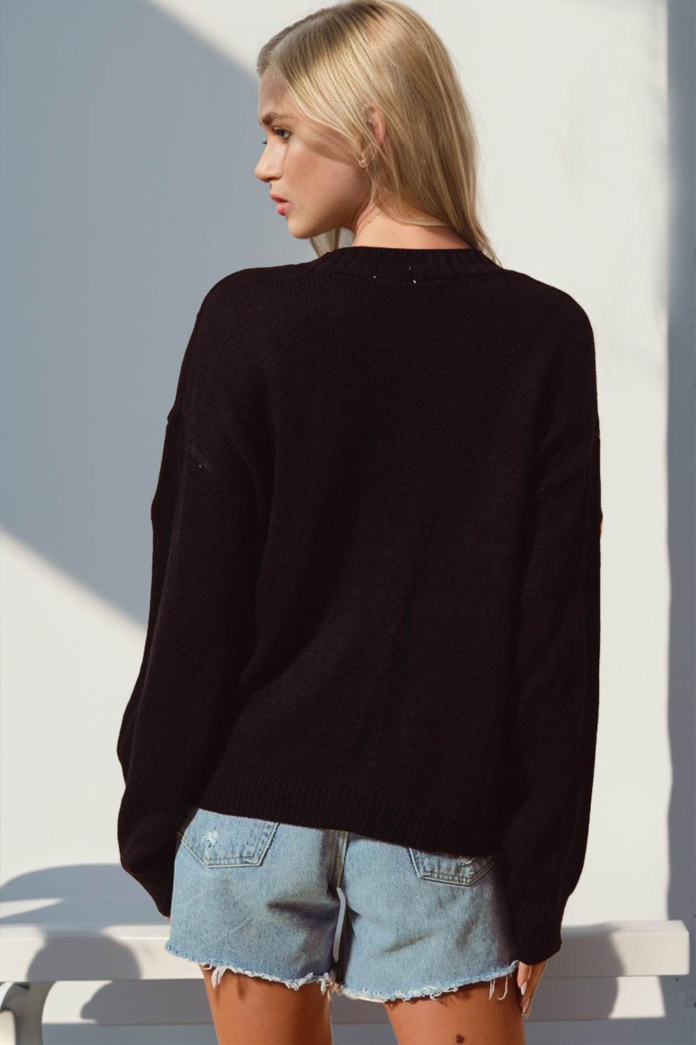 Double Take Full Size Pumpkin Button Up Long Sleeve Cardigan - Hovatok