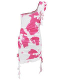 Ruffled Tie-Dye Single Shoulder Mini Dress - Hovatok