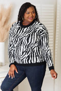 Heimish Full Size Zebra Print Sweater - Hovatok