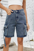 Washed Cargo Denim Shorts - Hovatok