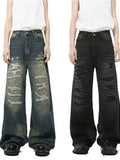 Distressed Wide Leg Jeans - Hovatok