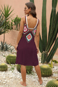 Geometric V-Neck Spaghetti Strap Cover Up Dress - Hovatok