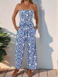 Perfee Smocked Tube Wide Leg Jumpsuit - Hovatok