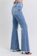 Judy Blue Full Size Raw Hem High Rise Bootcut Jeans - Hovatok