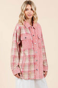 Mittoshop Plaid Button Down Drop Shoulder Jacket - Hovatok