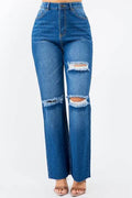 American Bazi High Waist Distressed Wide Leg Jeans - Hovatok