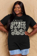 Simply Love Full Size CREATE HAPPINESS Graphic Cotton T-Shirt - Hovatok