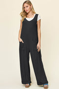 Double Take Full Size Texture Sleeveless Wide Leg Jumpsuit - Hovatok