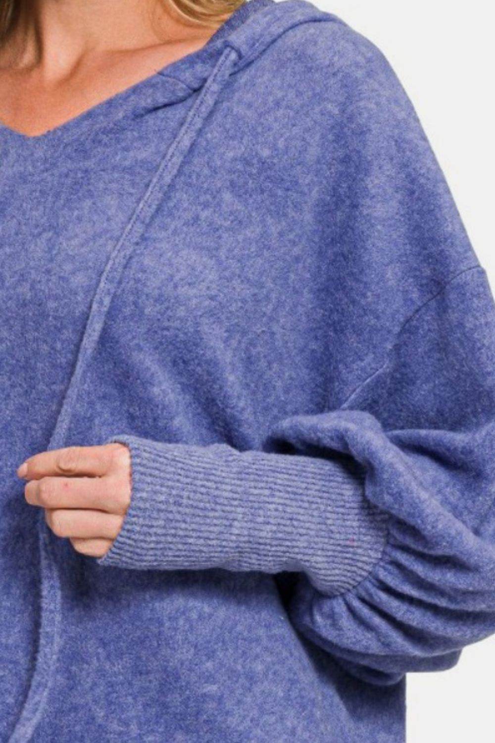 Zenana Brushed Hacci Drop Shoulder Cropped Hoodie - Hovatok