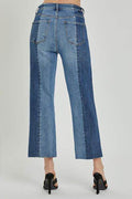 RISEN Full Size Mid-Rise Waist Two-Tones Jeans with Pockets - Hovatok