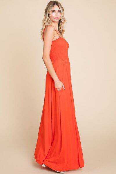 Culture Code Full Size Smocked Cami Maxi Dress with Pockets - Hovatok