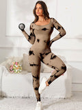 Scoop Neck Long Sleeve Active Jumpsuit - Hovatok