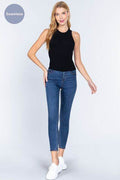 ACTIVE BASIC Ribbed Round Neck Racerback Seamless Tank - Hovatok