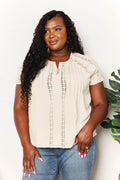 Double Take Crochet Buttoned Short Sleeves Top - Hovatok