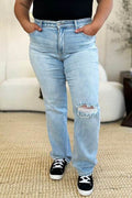 Judy Blue Full Size High Waist Distressed Straight Jeans - Hovatok