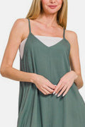 Zenana Sleeveless Curved Hem Wide Leg Overalls with Pockets - Hovatok