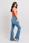 Judy Blue HW Tummy Control Vintage Wash Side Slit Slim Boot Jeans - Hovatok