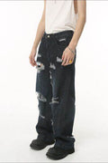 Distressed Wide Leg Pocketed Men's Jeans - Hovatok