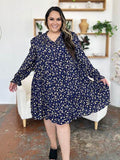 Double Take Full Size Printed Ruffle Hem Long Sleeve Tiered Dress - Hovatok