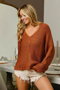 BiBi V-Neck Cable Knit Sweater - Hovatok