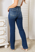 Judy Blue Full Size Mid Rise Hand Sand & Destroy Bootcut Jeans - Hovatok