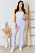 RISEN Full Size High Waist Ultra Soft Knit Flare Pants - Hovatok