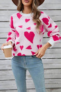 Angel Wings Heart Contrast Round Neck Long Sleeve Sweater - Hovatok