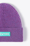 NEWYORK Patch Rib-Knit Cuffed Beanie - Hovatok