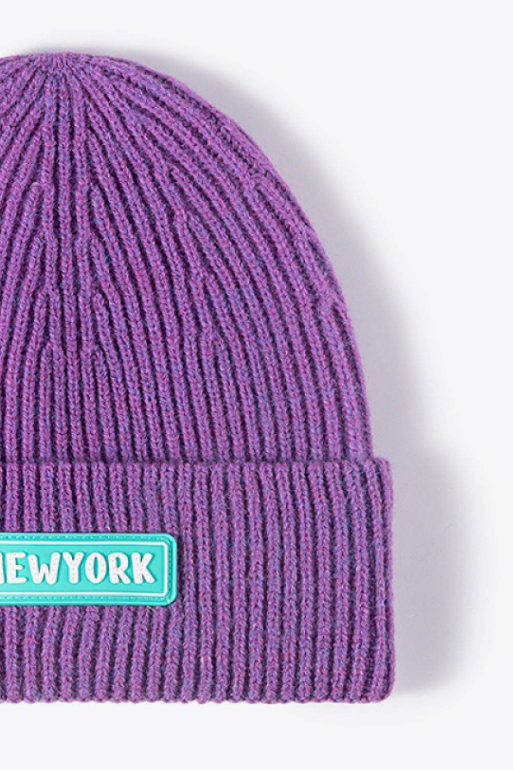 NEWYORK Patch Rib-Knit Cuffed Beanie - Hovatok