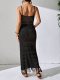 Openwork Scoop Neck Cover-Up Dress - Hovatok