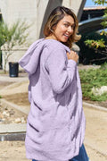 Double Take Full Size Hooded Teddy Bear Jacket with Thumbholes - Hovatok