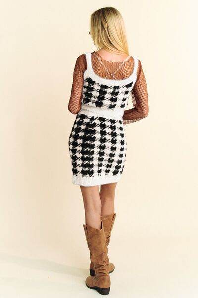 Davi & Dani Scoop Neck Wide Strap Top and Skirt Sweater Set - Hovatok