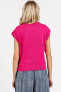 Mittoshop Contrast Letter Round Neck Cap Sleeve Knit Top - Hovatok