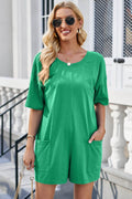 Lovelet Backless Round Neck Half Sleeve Romper - Hovatok