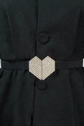 Rhinestone Heart Buckle Elastic Belt - Hovatok