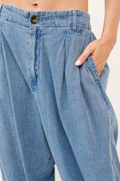 And The Why Elastic Back Pleated Baggy Jeans - Hovatok