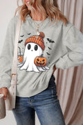 Ghost Round Neck Long Sleeve Sweatshirt - Hovatok