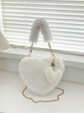 Heart Shape Faux Fur Handbag - Hovatok