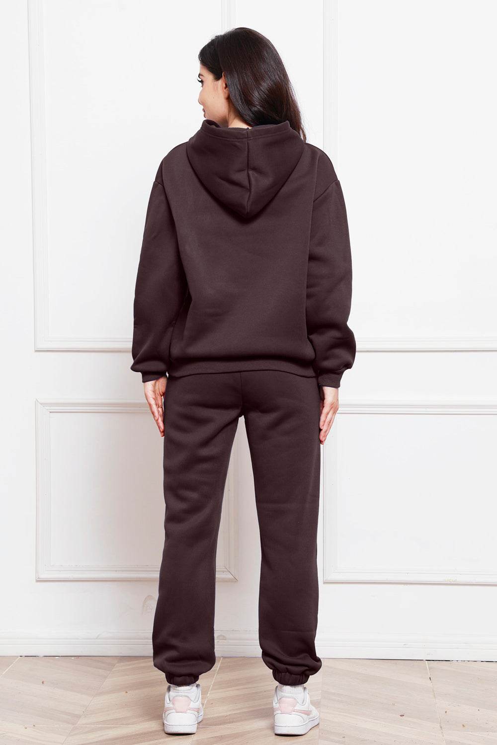 Drop Shoulder Long Sleeve Hoodie and Pants Set - Hovatok