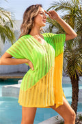 Angel Wings Slit Color Block V-Neck Cover Up - Hovatok