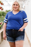 Plus Size Striped V-Neck Tee Shirt - Hovatok