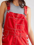 Wide Strap Square Neck Denim Overalls - Hovatok