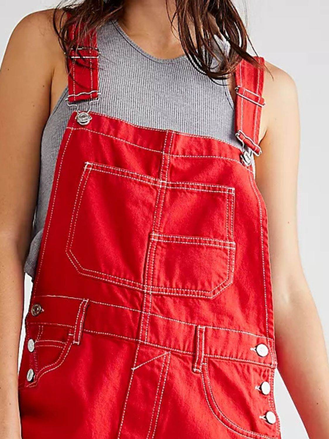 Wide Strap Square Neck Denim Overalls - Hovatok
