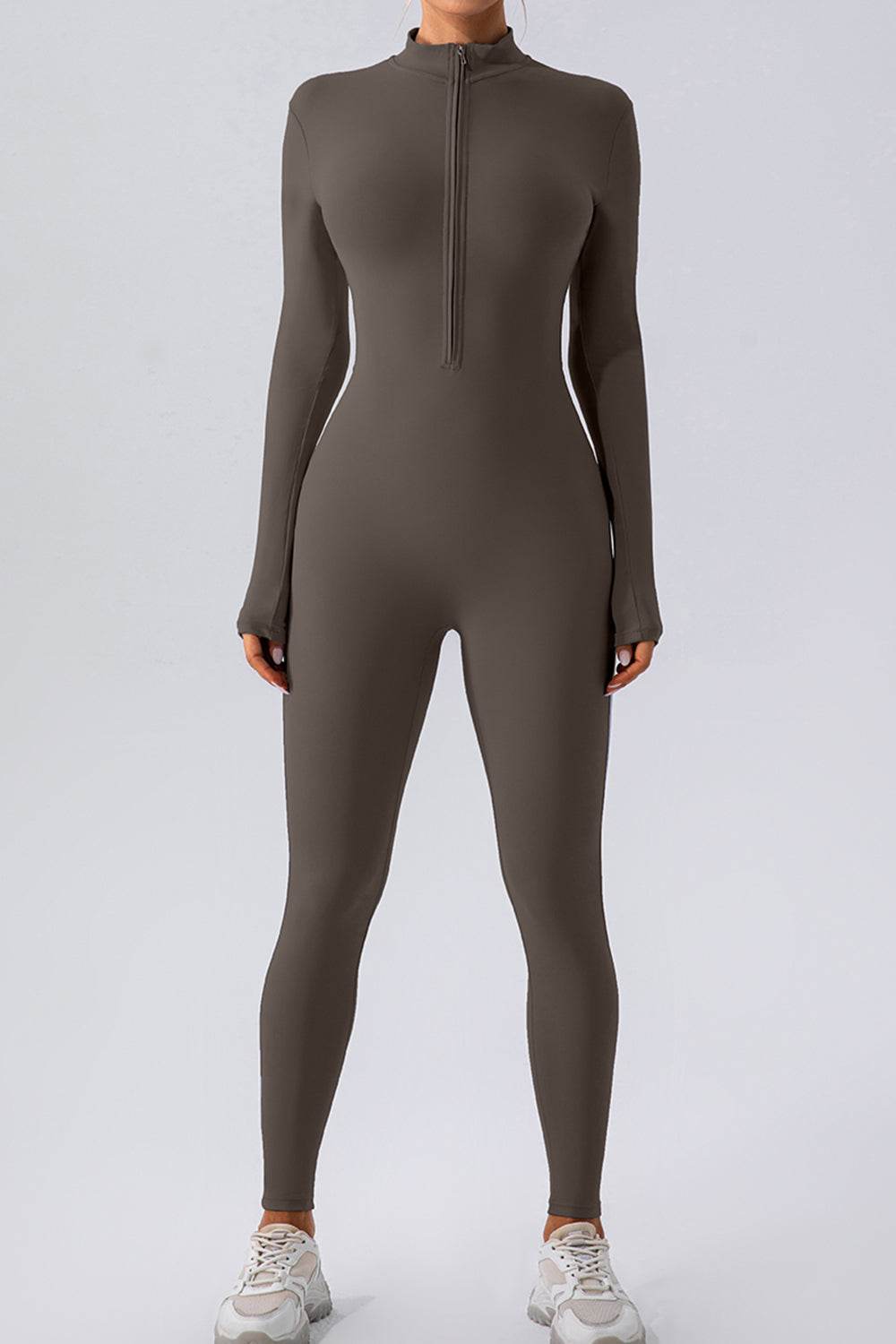 Half Zip Mock Neck Active Jumpsuit - Hovatok