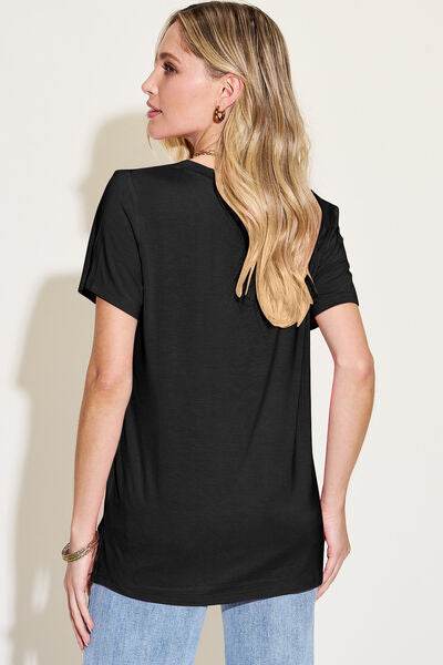 Basic Bae Bamboo Full Size V-Neck High-Low T-Shirt - Hovatok