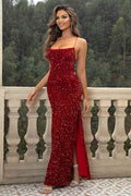 Sequin Backless Split Maxi Dress - Hovatok