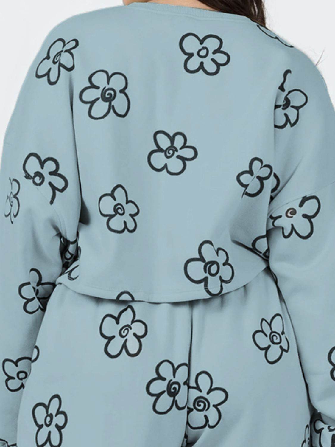 Floral Dropped Shoulder Sweatshirt and Shorts Set - Hovatok