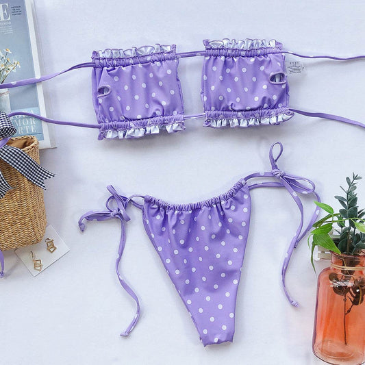Frill Trim Ruched Bikini Set - Hovatok